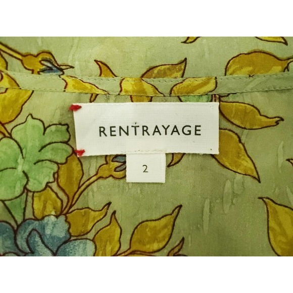 RENTRAYAGE WOMENS SIZE 2 TIE BACK RUFFLE HEM YELLOW FLORAL SILK DRESS MSRP 1250 - Picture 6 of 7